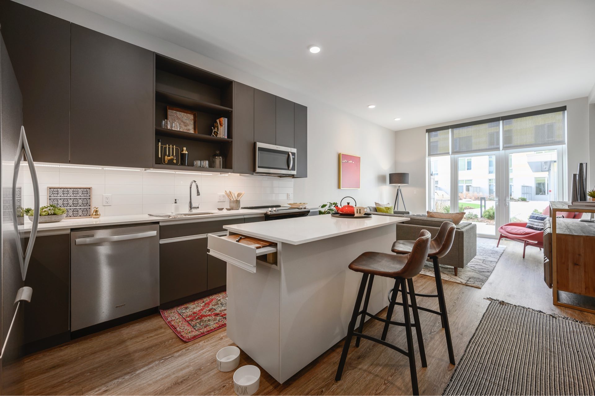 kitchen with serving table
